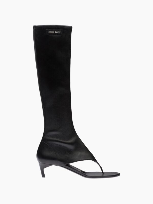 STRETCH NAPPA LEATHER THONG BOOTS