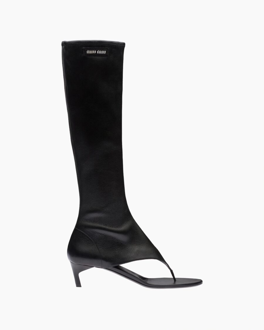 STRETCH NAPPA LEATHER THONG BOOTS