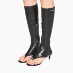 STRETCH NAPPA LEATHER THONG BOOTS