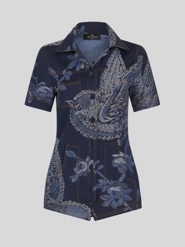 MINI JACQUARD DENIM JUMPSUIT
