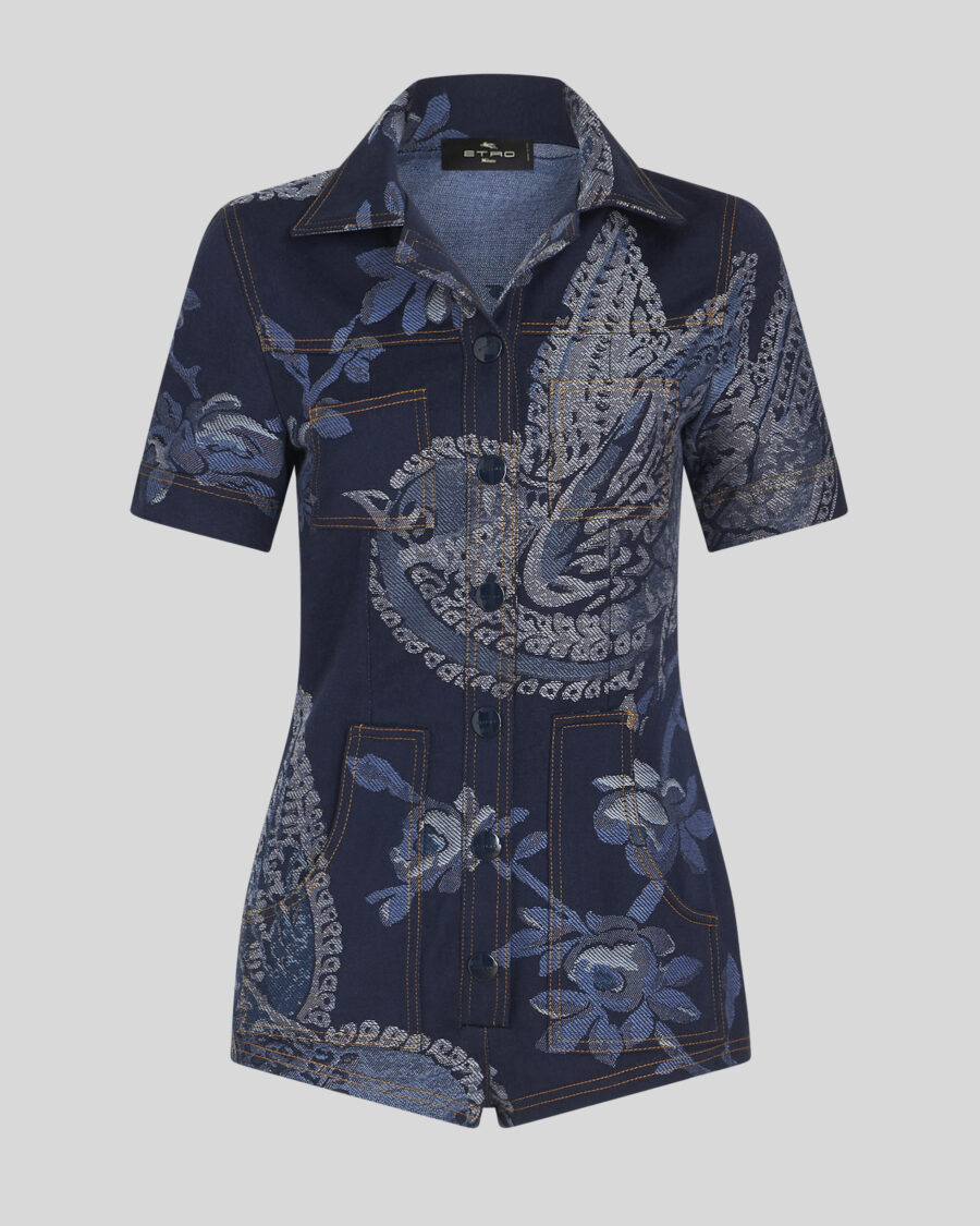MINI JACQUARD DENIM JUMPSUIT