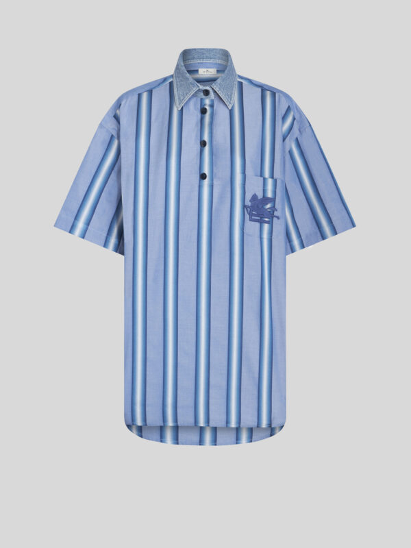 STRIPED MAXI SHIRT WITH PEGASO