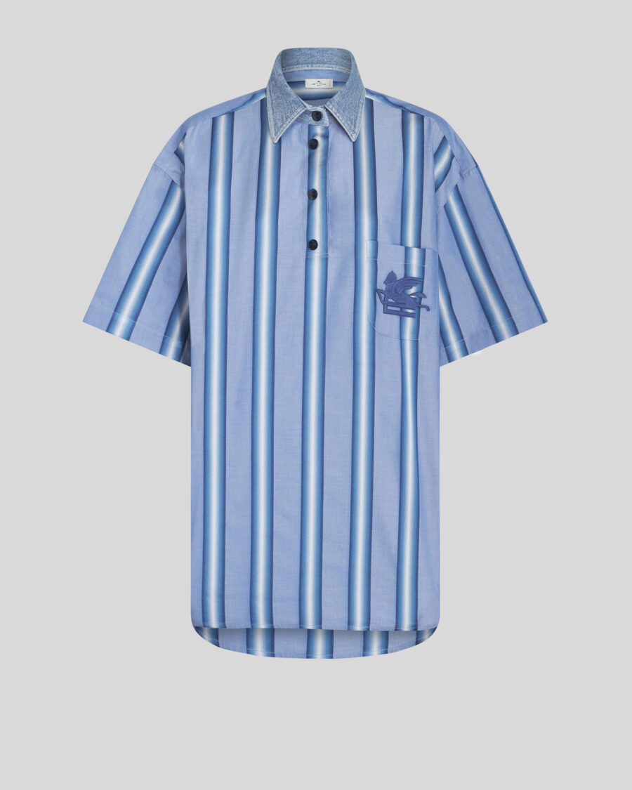 STRIPED MAXI SHIRT WITH PEGASO