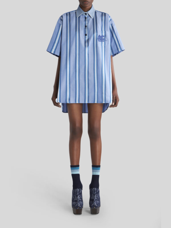 STRIPED MAXI SHIRT WITH PEGASO
