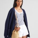 RAFFIA AND LEATHER BUCKET BAG