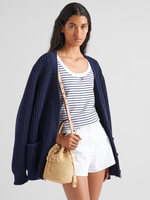 RAFFIA AND LEATHER BUCKET BAG