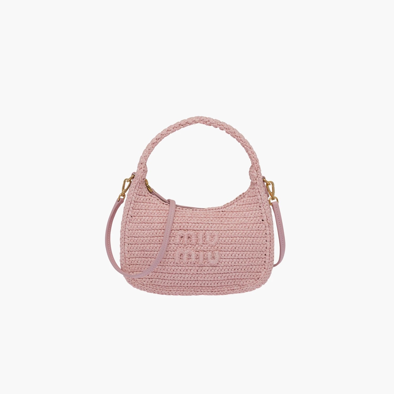 ハンドバッグ CROCHET LOGO HANDBAG Logo crochet shoulder bag in blue - Miu Miu | Mytheresa
