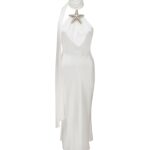 CRYSTAL STARFISH HALTER AND FLOUNCE MIDI DRESS