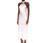 CRYSTAL STARFISH HALTER AND FLOUNCE MIDI DRESS