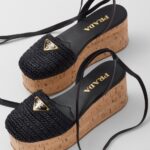 CROCHET WEDGE SANDALS