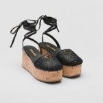 CROCHET WEDGE SANDALS