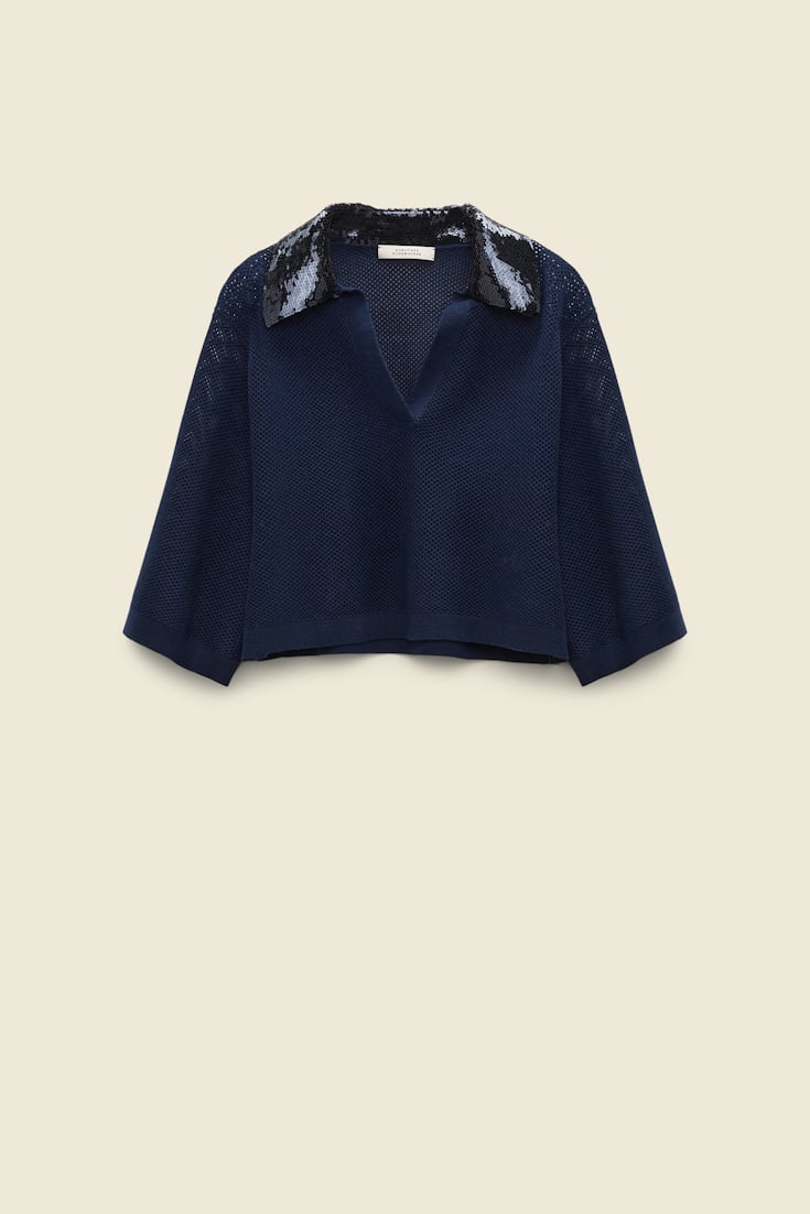 ESSENTIAL SEQUIN KNITTED POLO