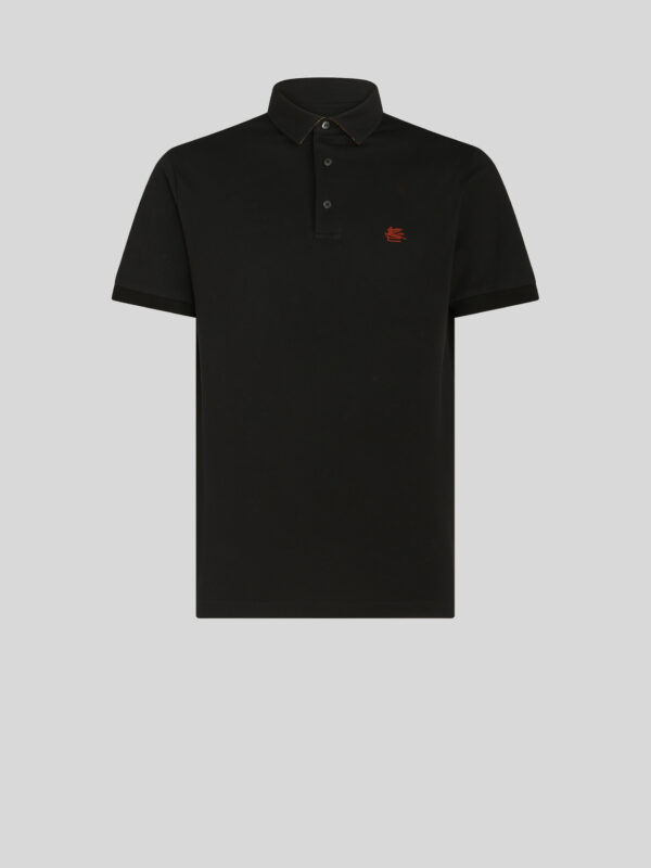 POLO SHIRT WITH LOGO AND PAISLEY UNDERCOLLAR