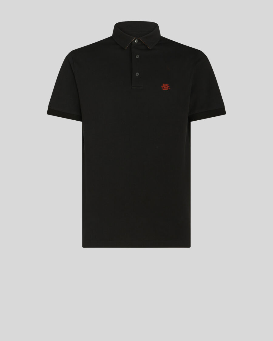 POLO SHIRT WITH LOGO AND PAISLEY UNDERCOLLAR