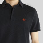 POLO SHIRT WITH LOGO AND PAISLEY UNDERCOLLAR