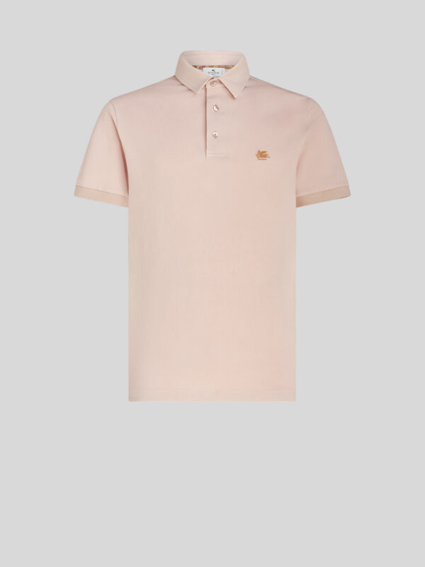 POLO SHIRT WITH LOGO AND PAISLEY UNDERCOLLAR