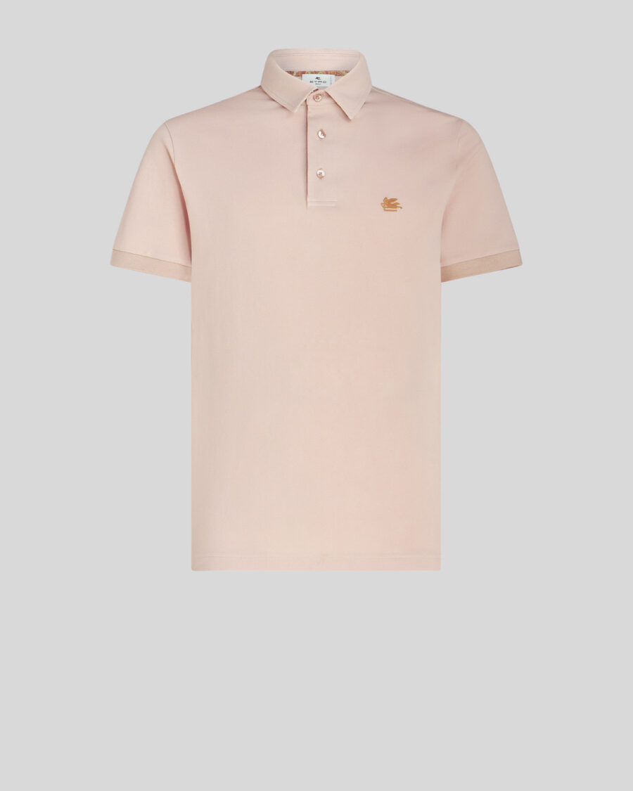POLO SHIRT WITH LOGO AND PAISLEY UNDERCOLLAR