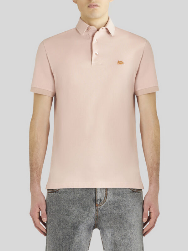 POLO SHIRT WITH LOGO AND PAISLEY UNDERCOLLAR