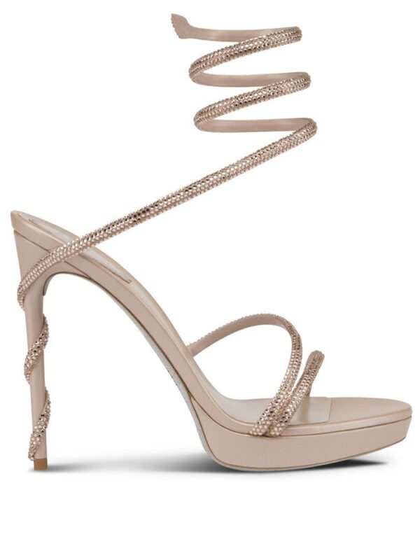 MARGOT CRYSTAL EGGSHELL PLATFORM SANDAL 120