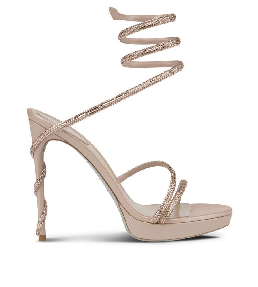 MARGOT CRYSTAL EGGSHELL PLATFORM SANDAL 120