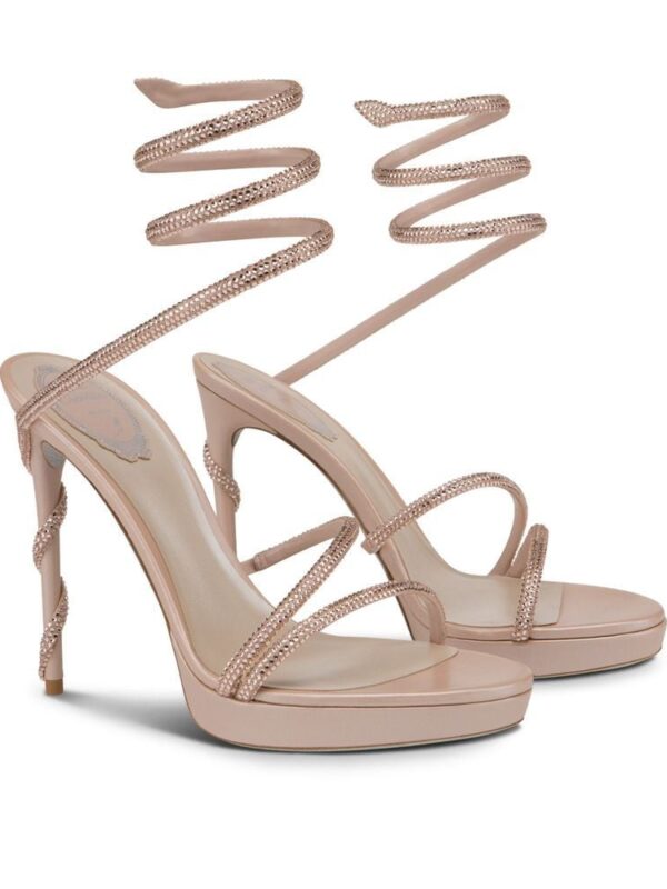 MARGOT CRYSTAL EGGSHELL PLATFORM SANDAL 120