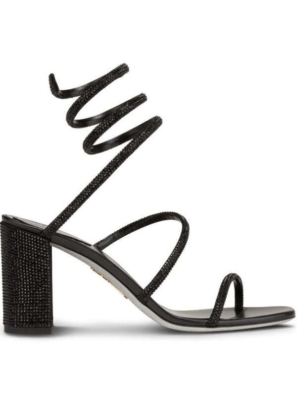 CLEO BLOCK-HEELED CRYSTAL BLACK SANDAL 80
