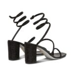 CLEO BLOCK-HEELED CRYSTAL BLACK SANDAL 80