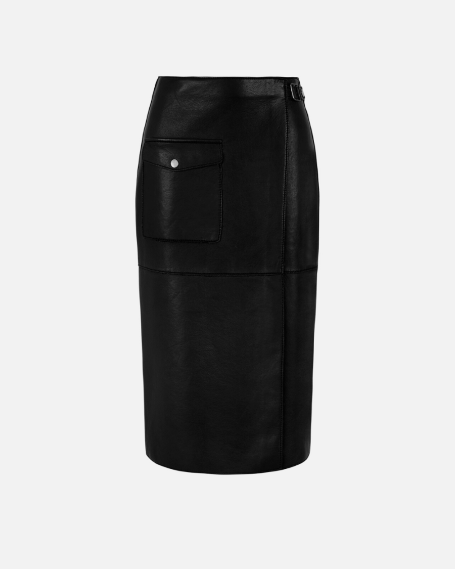 LEATHER MIDI SKIRT