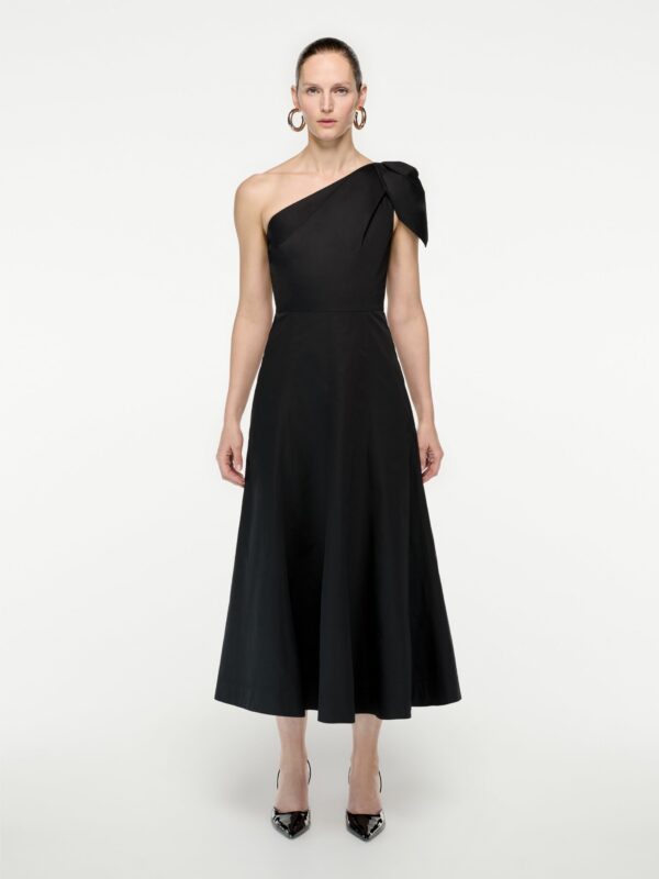 ASYMMETRIC COTTON POPLIN MIDI DRESS