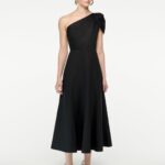 ASYMMETRIC COTTON POPLIN MIDI DRESS