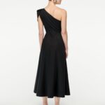 ASYMMETRIC COTTON POPLIN MIDI DRESS