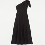 ASYMMETRIC COTTON POPLIN MIDI DRESS
