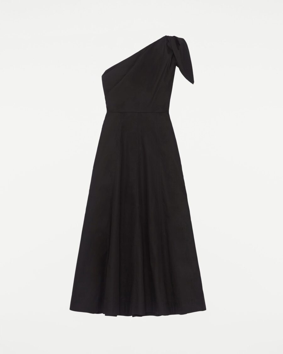 ASYMMETRIC COTTON POPLIN MIDI DRESS