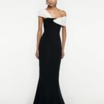 ASYMMETRIC STRETCH CADY MAXI DRESS