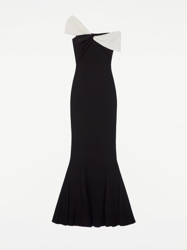 ASYMMETRIC STRETCH CADY MAXI DRESS