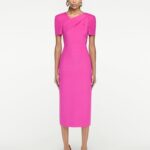 SHORT SLEEVE SILK WOOL MIDI DRESS