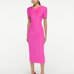 SHORT SLEEVE SILK WOOL MIDI DRESS