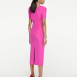 SHORT SLEEVE SILK WOOL MIDI DRESS