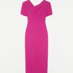 SHORT SLEEVE SILK WOOL MIDI DRESS
