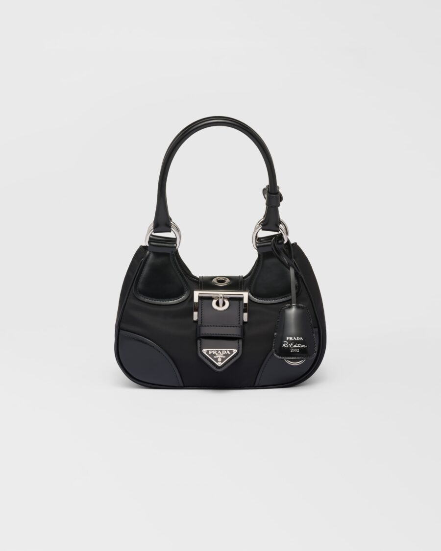 MOON RE-NYLON AND LEATHER BAG