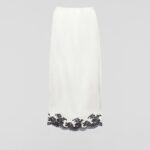 SATIN CREPE AND LACE MIDI SKIRT