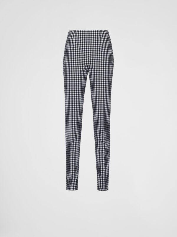 STRETCH GINGHAM AND CHECK PANTS