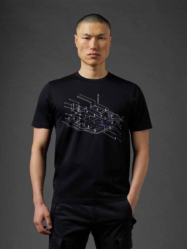 Metropolis Series Mercerized Jersey Outlined Print T-shirt