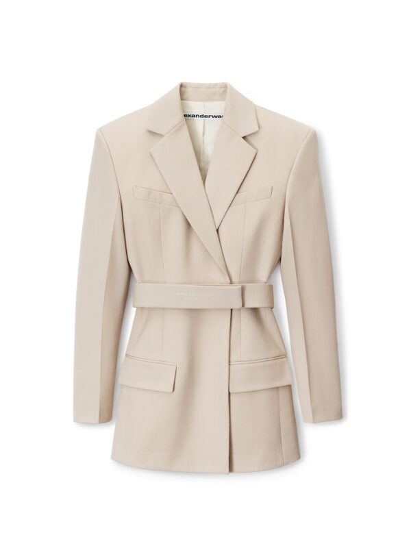 BELTED BLAZER DRESS IN WOOL TAILORING