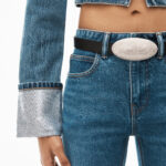 CRYSTAL CUFF CROPEED DENIM JACKET