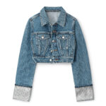 CRYSTAL CUFF CROPEED DENIM JACKET