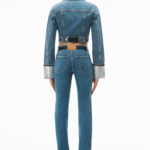 CRYSTAL CUFF CROPEED DENIM JACKET
