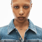 CRYSTAL CUFF CROPEED DENIM JACKET