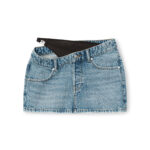 ASYMMETRIC BIKINI LAYER MINI DENIM SKIRT
