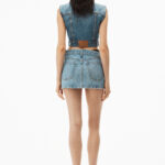 ASYMMETRIC BIKINI LAYER MINI DENIM SKIRT